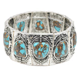 96954, WESTERN TURQUOISE STONE STRETCH BRACELET