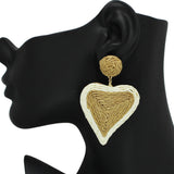 96957, HEART RAFFIA DANGLE EARRING