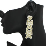 96958, "MAMA" RHINESTONE WITH SEED BEADED EARRING