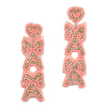 96958, "MAMA" RHINESTONE WITH SEED BEADED EARRING