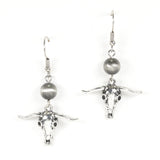 96997, WESTERN STEER HEAD DANGLE EARRING