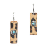 97004, WESTERN CONCHO ACCENT RECTANGLE FAUX LEATHER DANGLE EARRING