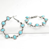 97005, WESTERN ROUND & OVAL STONE ACCENT HOOP EARRING