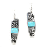 97007, WESTERN ENGRAVED WITH TURQUOISE STONE EARRING