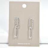 97018, PAVE RHINESTONE GEOMETRIC DANGLE EARRING