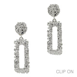 97024, TEXTURED GEOMETRIC RECTANGLE METAL CLIP ON EARRING