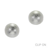 97033, TEXTURED ROUND METAL CLIP ON EARRING