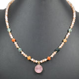 97045, DRUZY STONE ACCENT BEADED NECKLACE