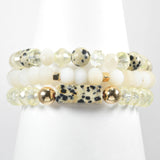 97050, RECTANGLE RESIN STONE ACCENT MULTI LAYERED BEADED STRETCH BRACELET