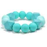 97052, RUBBER BALL WITH GEOMETRIC WOOD STRETCH BRACELET