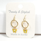 97071, DAINTY ENAMEL BUTTERFLY CHARM DANGLE EARRING