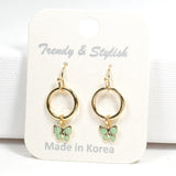 97071, DAINTY ENAMEL BUTTERFLY CHARM DANGLE EARRING