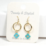 97072, DAINTY ENAMEL CLOVER CHARM DANGLE EARRING