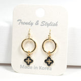 97072, DAINTY ENAMEL CLOVER CHARM DANGLE EARRING