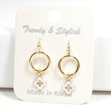 97072, DAINTY ENAMEL CLOVER CHARM DANGLE EARRING