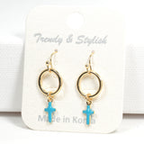 97073, DAINTY ENAMEL CROSS CHARM DANGLE EARRING