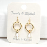 97073, DAINTY ENAMEL CROSS CHARM DANGLE EARRING