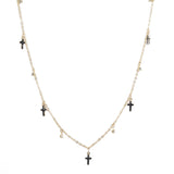 97075, DAINTY ENAMEL CROSS CHARM NECKLACE