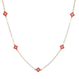 97076, DAINTY ENAMEL CLOVER STATION NECKLACE