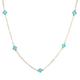 97076, DAINTY ENAMEL CLOVER STATION NECKLACE