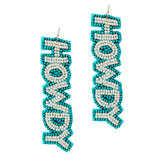 97079, "HOWDY" WORD SEED BEADED EARRING