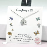 97095, GOLD DIPPED, "EVERYTHING IS OK" DAINTY BUTTERFLY CUBIC ZIRCONIA CHARM PENDANT NECKLACE