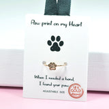 97102, GOLD DIPPED, "PAW PRINT ON MY HEART" PAW CUFF ADJUSTABLE RING