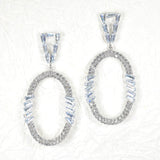 97106, OVAL SHAPE BAGUETTE RHINESTONE ACCENT DANGLE EARRING