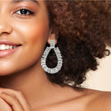 97109, BAGUETTE RHINESTONE TEARDROP EARRING
