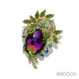 97140, FLORAL RHINESTONE PIN BROOCH
