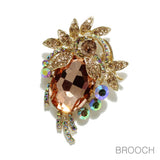 97140, FLORAL RHINESTONE PIN BROOCH