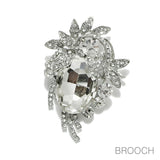 97140, FLORAL RHINESTONE PIN BROOCH