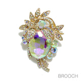 97140, FLORAL RHINESTONE PIN BROOCH