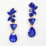 97144, MULTI SHAPE RHINESTONE EVENING DANGLE EARRING