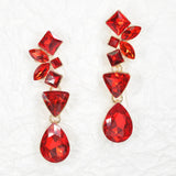97144, MULTI SHAPE RHINESTONE EVENING DANGLE EARRING