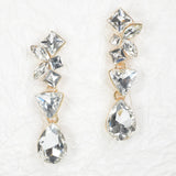 97144, MULTI SHAPE RHINESTONE EVENING DANGLE EARRING