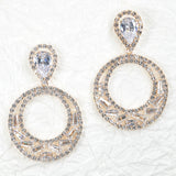 97145, CUTOUT ROUND CUBIC ZIRCONIA WITH RHINESTONE EARRING