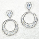 97145, CUTOUT ROUND CUBIC ZIRCONIA WITH RHINESTONE EARRING
