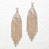 97152, BAGUETTE CUBIC ZIRCONIA WITH PAVE RHINESTONE FRINGE EARRING