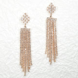 97155, BAGUETTE CUBIC ZIRCONIA ACCENT PAVE RHINESTONE FRINGE DANGLE EARRING