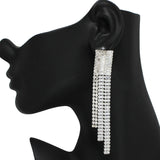 97156, BAGUETTE CUBIC ZIRCONIA WITH PAVE RHINESTONE DROP EARRING