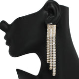97156, BAGUETTE CUBIC ZIRCONIA WITH PAVE RHINESTONE DROP EARRING