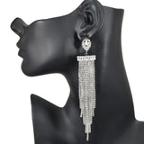 97157, BAGUETTE CUBIC ZIRCONIA ACCENT PAVE RHINESTONE DROP EARRING