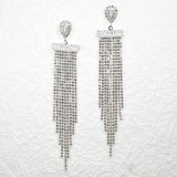 97157, BAGUETTE CUBIC ZIRCONIA ACCENT PAVE RHINESTONE DROP EARRING