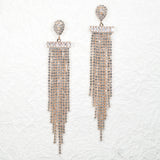 97157, BAGUETTE CUBIC ZIRCONIA ACCENT PAVE RHINESTONE DROP EARRING