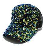 97176, SEQUIN BLING MESH BASEBALL CAP