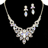 97185, MARQUISE ACCENT PAVE RHINESTONE NECKLACE SET