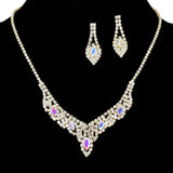97187, MARQUISE ACCENT PAVE RHINESTONE NECKLACE SET