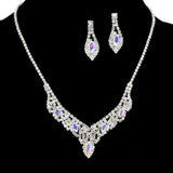 97187, MARQUISE ACCENT PAVE RHINESTONE NECKLACE SET