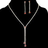 97189, TEARDROP CUBIC ZIRCONIA ACCENT PAVE RHINESTONE NECKLACE SET